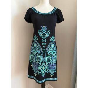 INC Black Embroidered Folk Floral Dress – Cottagecore Softgirl Fairy Size Small